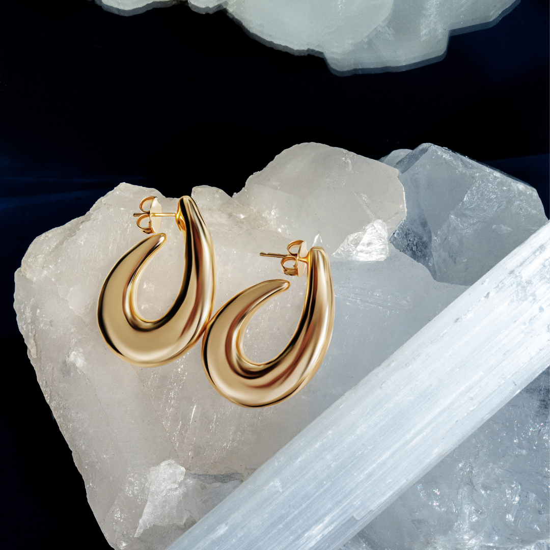 Clara Chunky Gold Hoop Earrings-2