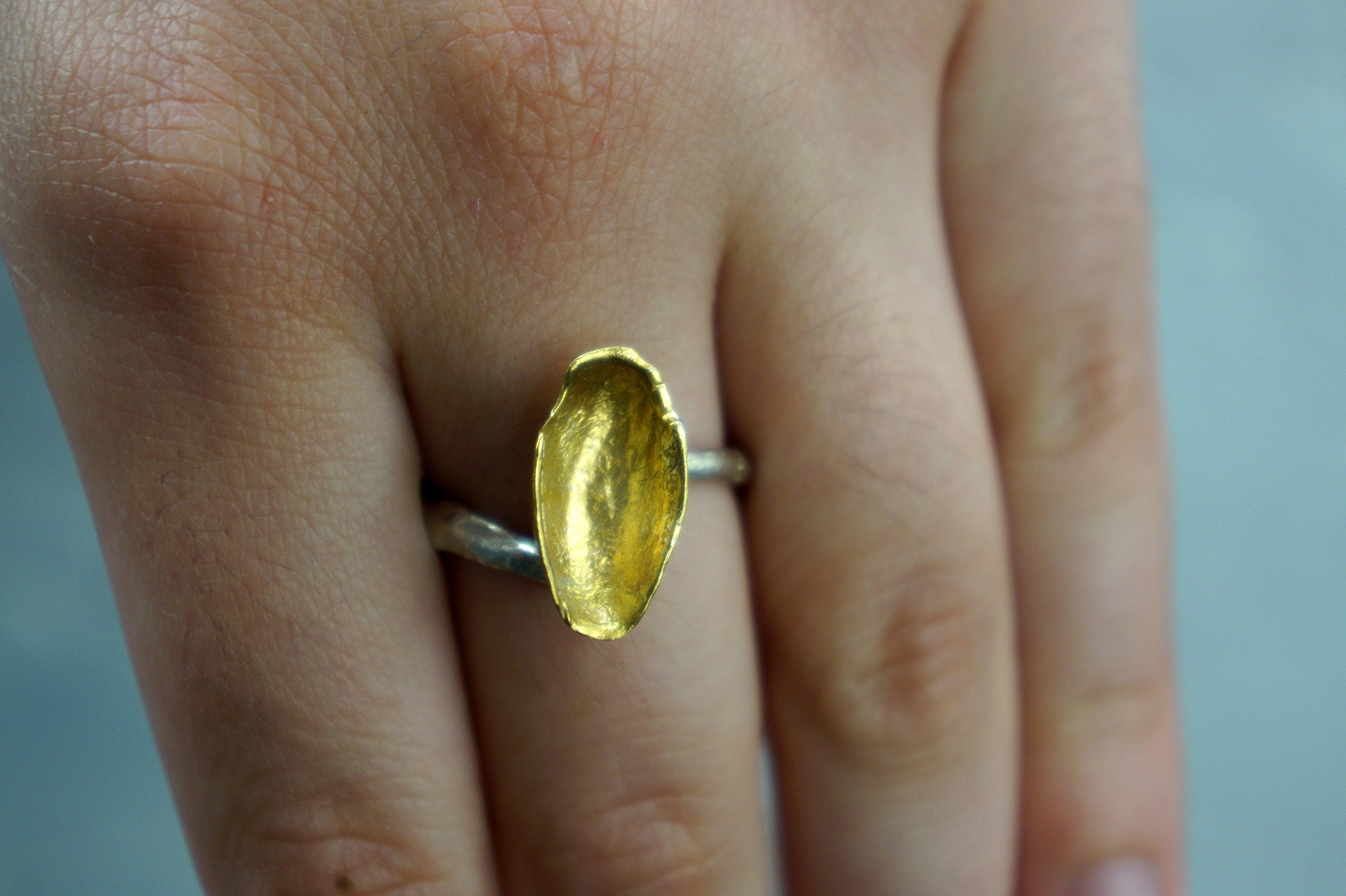 Nature Inspired Pistachio Ring, Sterling Silver (Adjustable Size)-3