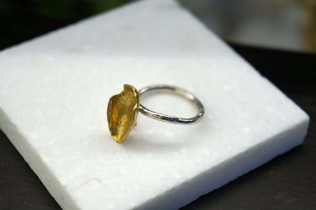 Nature Inspired Pistachio Ring, Sterling Silver (Adjustable Size)-4
