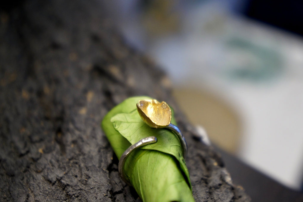 Nature Inspired Pistachio Ring, Sterling Silver (Adjustable Size)-2