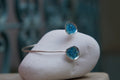 Nautical Silver Cuff Bracelet, Limpet Shell with Raw Blue Murano Glass (Adjustable)-0