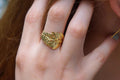 Fern Leaf Ring: Gold Plated Brass, Nature-Inspired Design-0