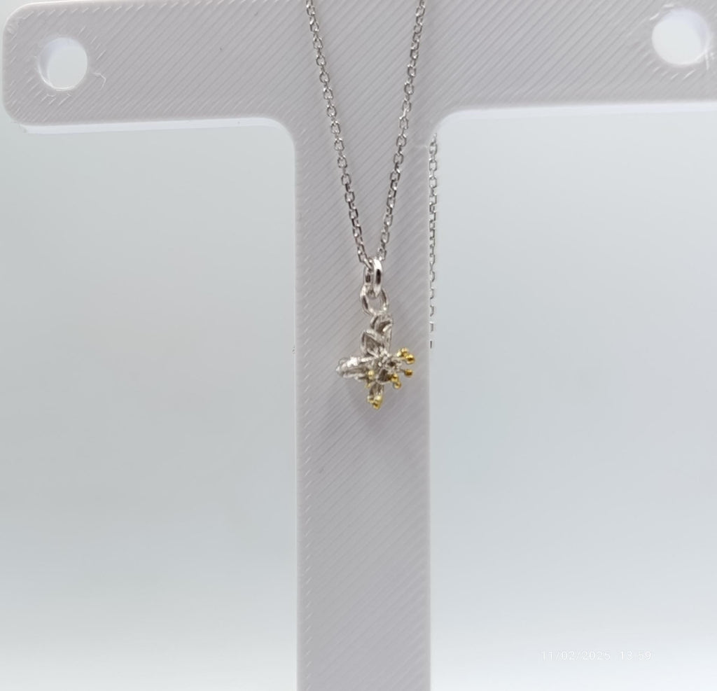 Gold Plated Wildflower Necklace - Minimalist Sterling Silver Pendant-1
