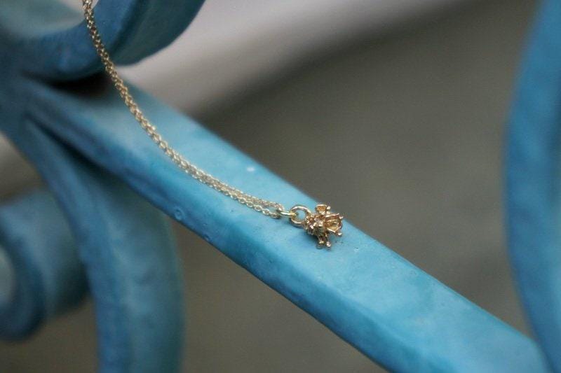 Gold Plated Wildflower Necklace - Minimalist Sterling Silver Pendant-2