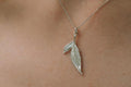 Sterling Silver Leaf Necklace - Delicate Wild Rose Pendant-0