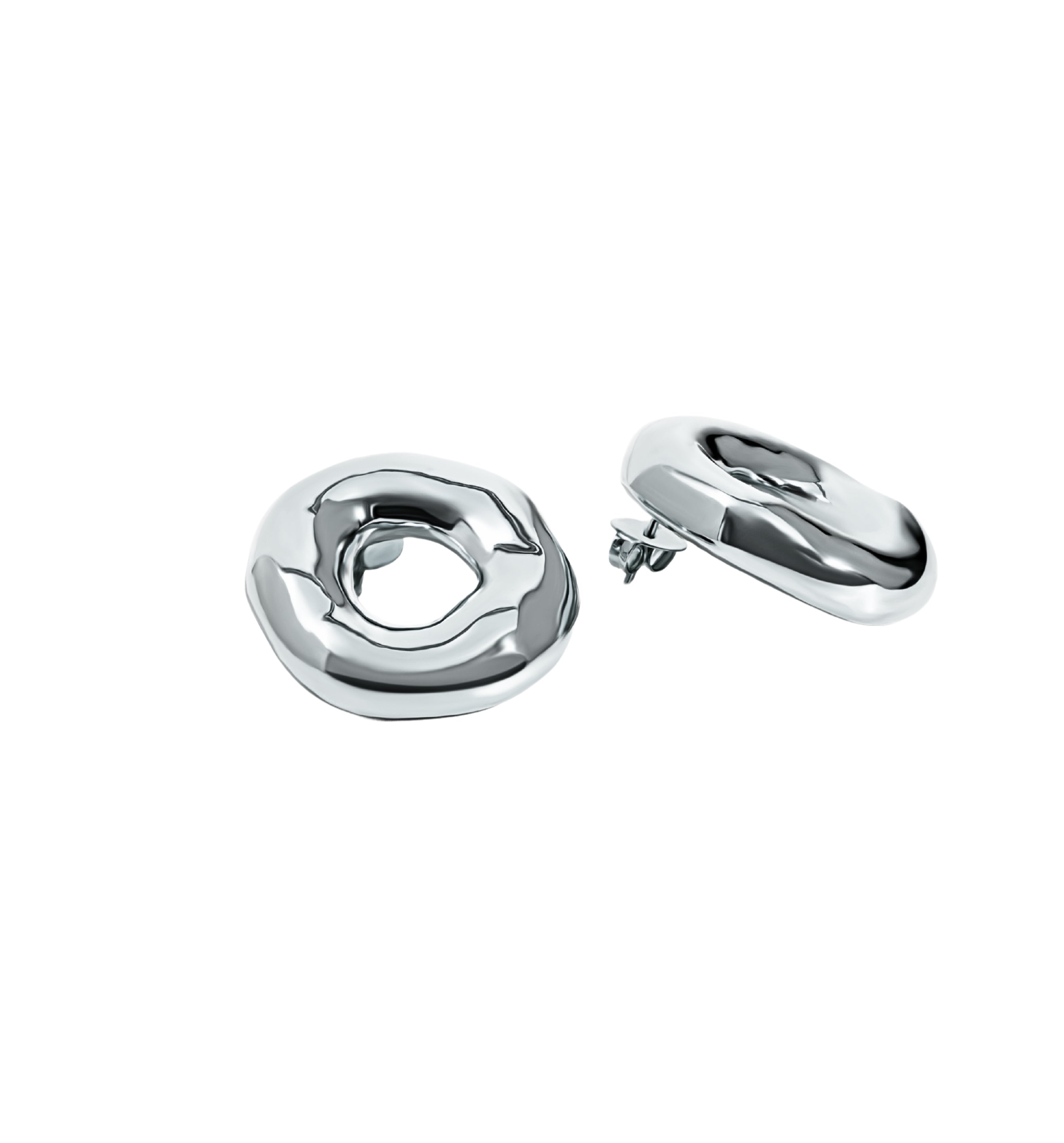 Mary Abstract Melted Circle Earrings-3