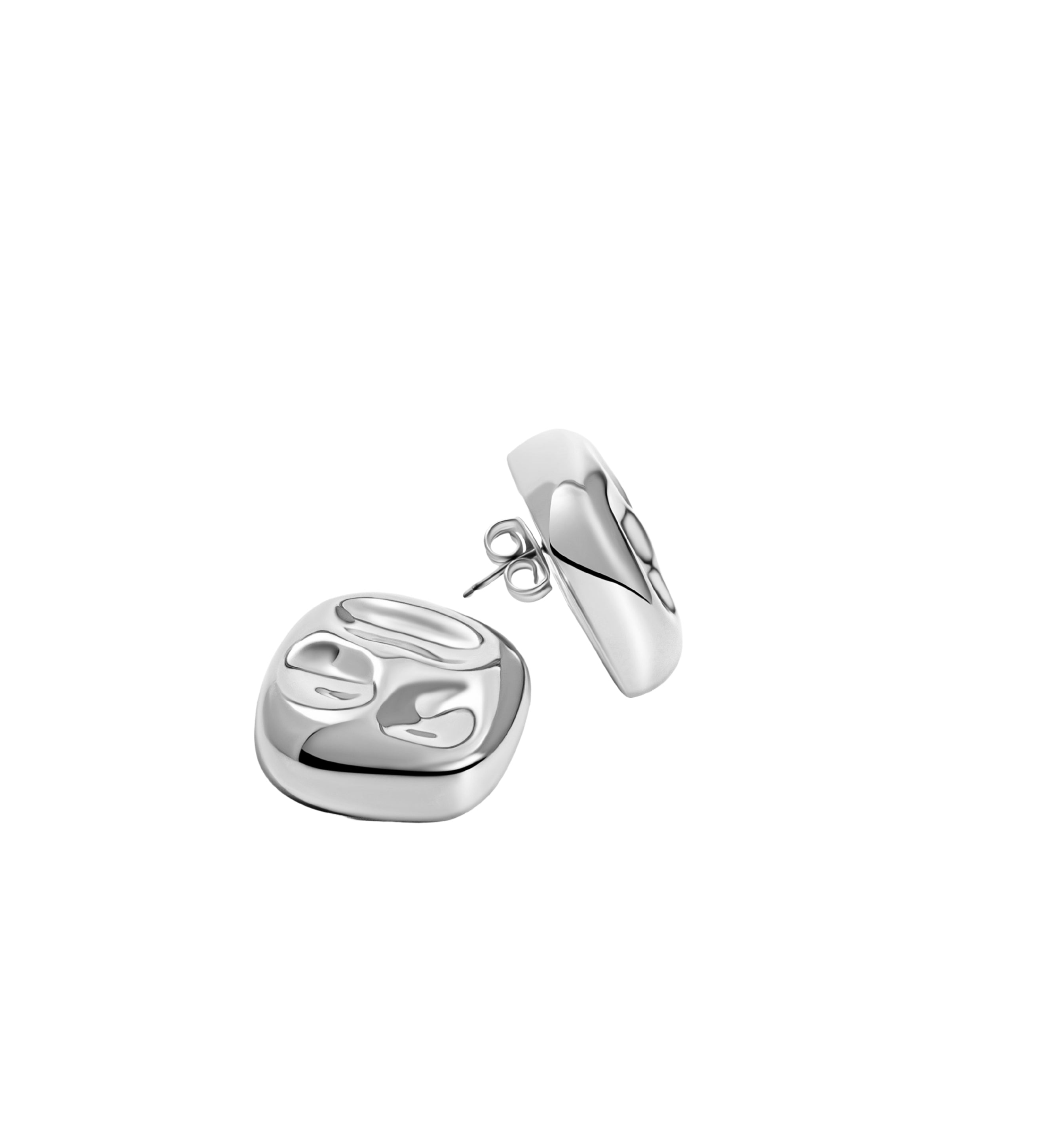 Sara Square Hammered Hoop Earrings-2