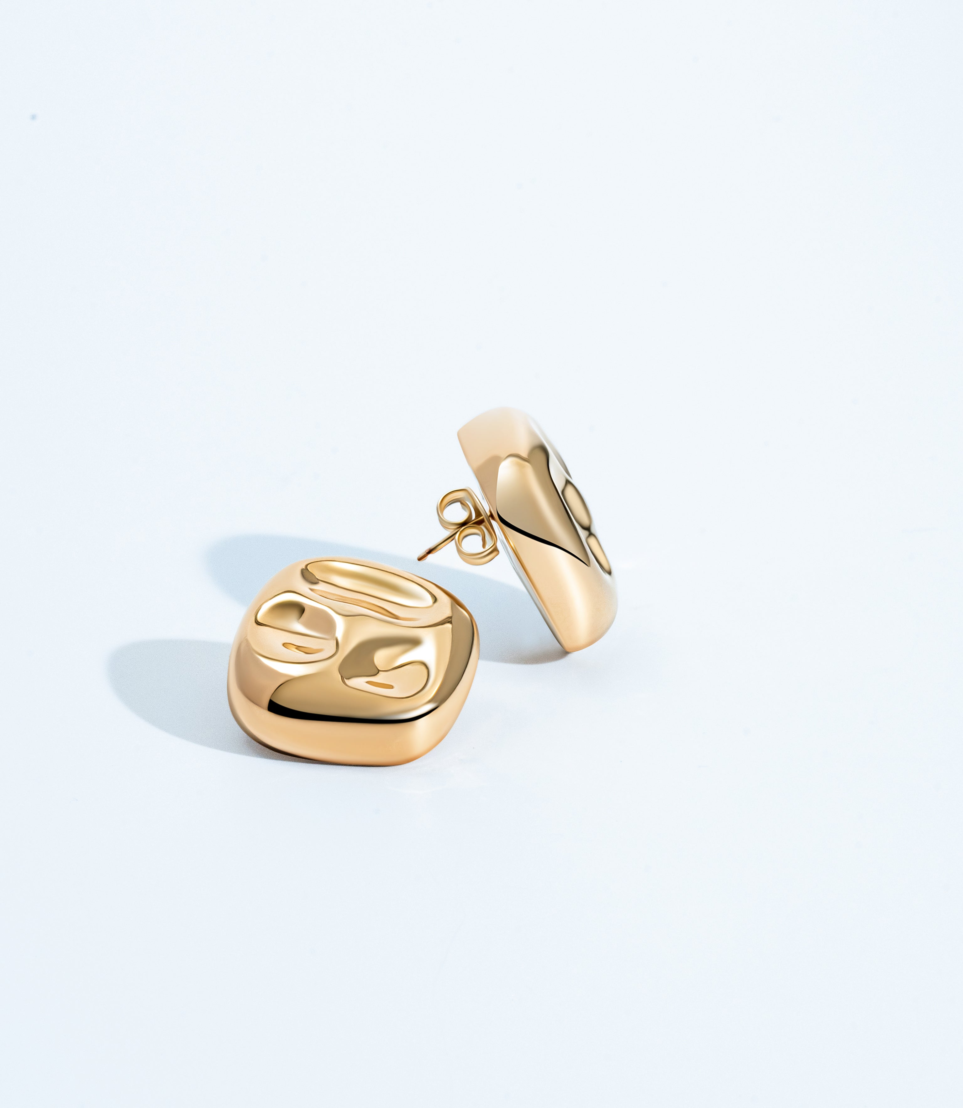Sara Square Hammered Hoop Earrings-0